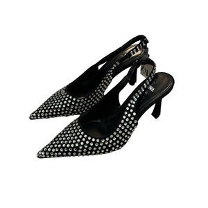 NEW ZARA‎ Women’s Size 6 (36) High-Heel Slingback Shoes With Rhinestones NWT
